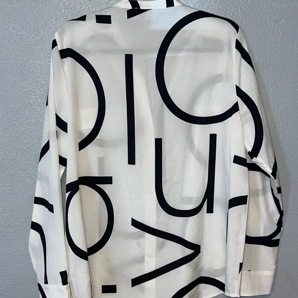 Calvin Klein White Button-Down Shirt with Black Graphic Print - Picture 5 of 7